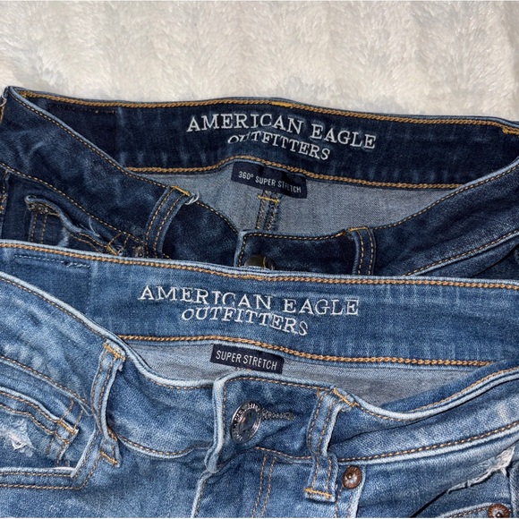 American Eagle Outfitters Distressed Jean Shorts - Light Blue and Dark Blue - Picture 3 of 7